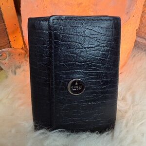 Gucci Unisex Black Textured Leather Key Holder
